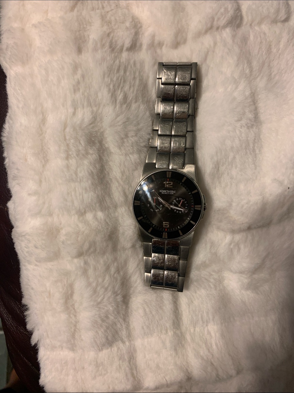 Kenneth Cole Silver Stainless Steel Watch with Black Dial
